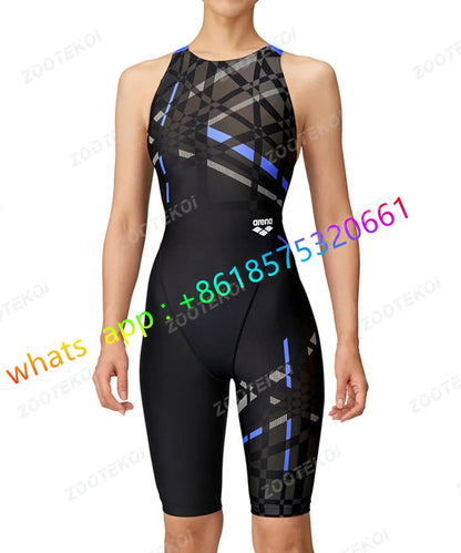 NEW Women One Piece Swimwear Knee Length Swimsuit Bodysuit Swimming Pool Sports Professional Training Comfortable Swimwear 2023