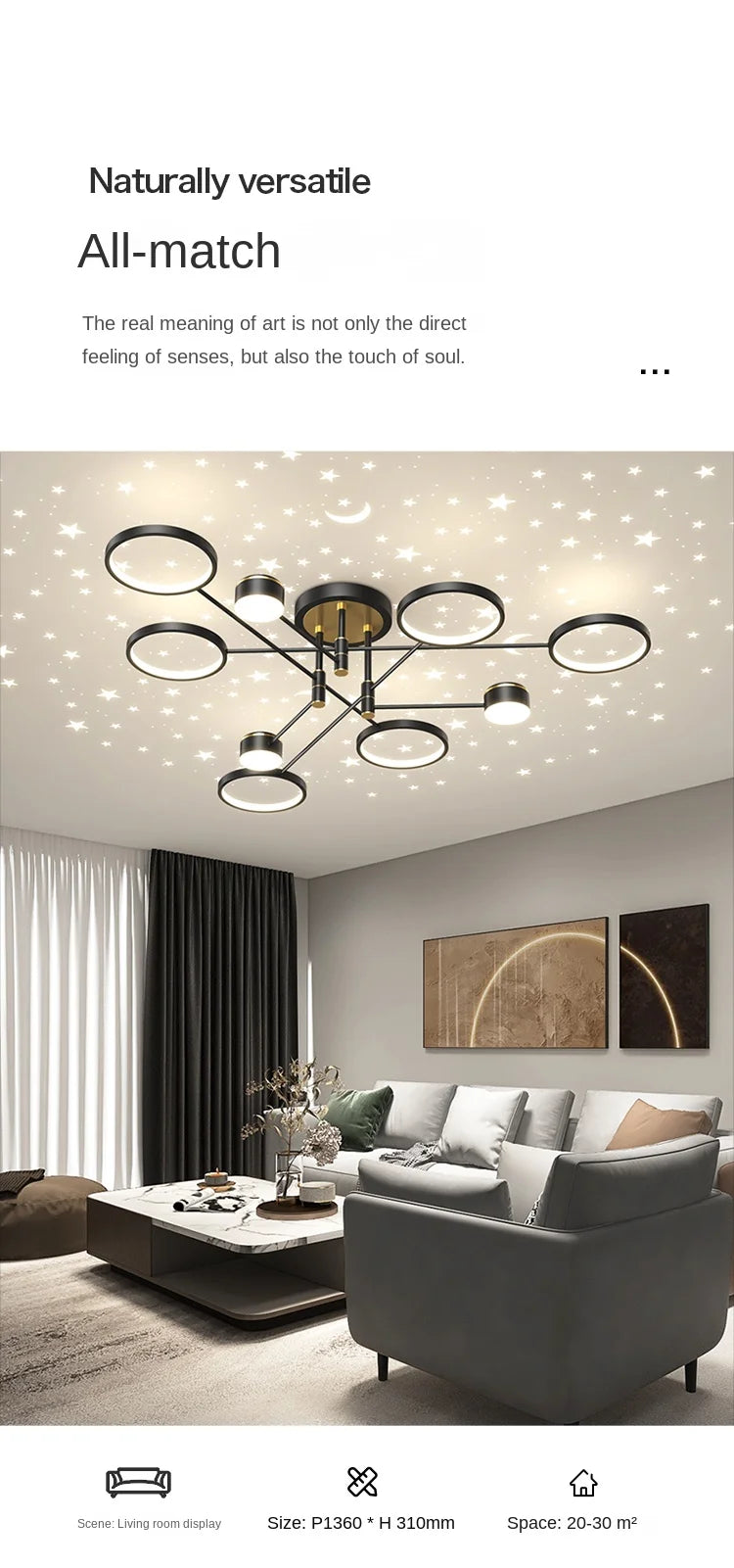 2025 New Chandeliers Romantic Starry Modern Ceiling Light Fixture 6 Lights White Creative Home Stepless Dimmable Ceiling Lamp