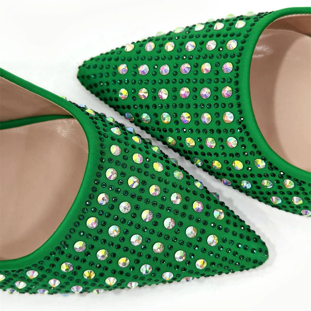 Venus Chan-Nigerian Heel Party for Women Yellow Shoes and Bag Set Rhinestone Handbag Italian Design Wedding INS 2024