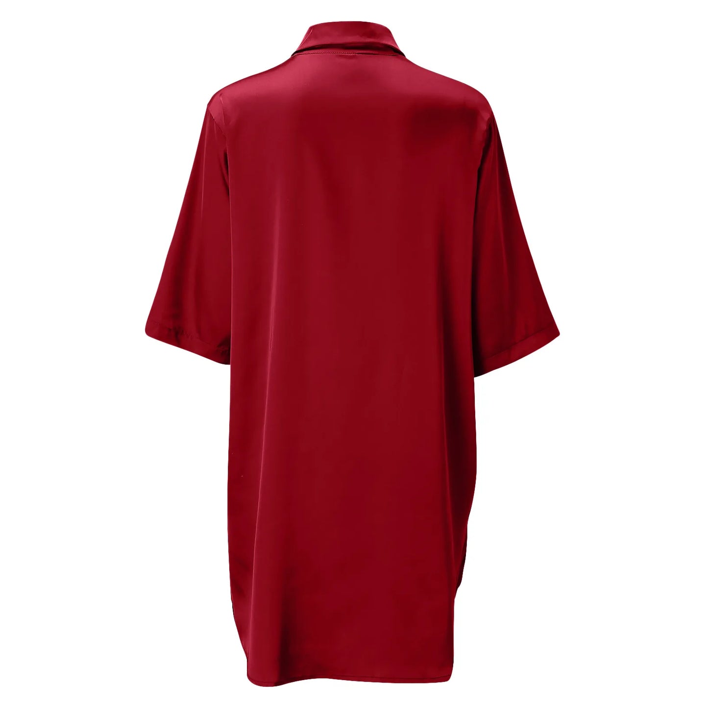 Women's Solid Color Silky Soft Pajamas Sexy Long Sleeve Nightshirt Smooth & Skin-Friendly Comfortable Home Sleepwear for Ladies