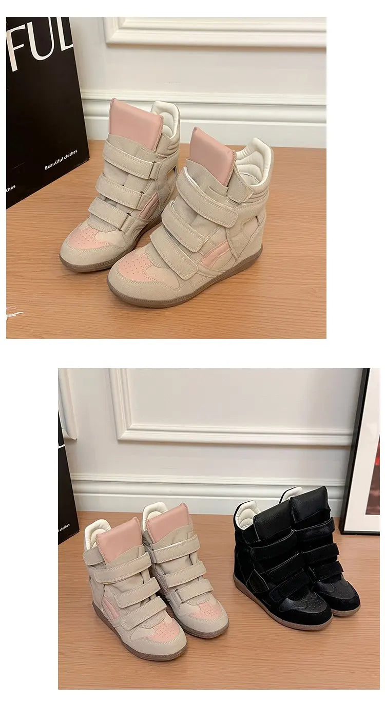2026 Summer New Invisible Height-Boosting Color-Block Retro Versatile Sporty Casual High-Top Shoes for Women