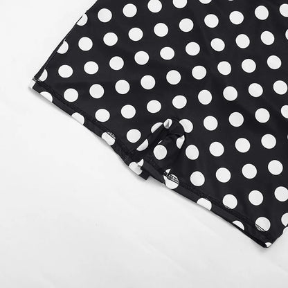 FAGADOER Retro Big Polka Dot Bodycon Rompers Women Short-sleeve Back Hollow Out Ruched Jumpsuits Streetwear Party Club Playsuits