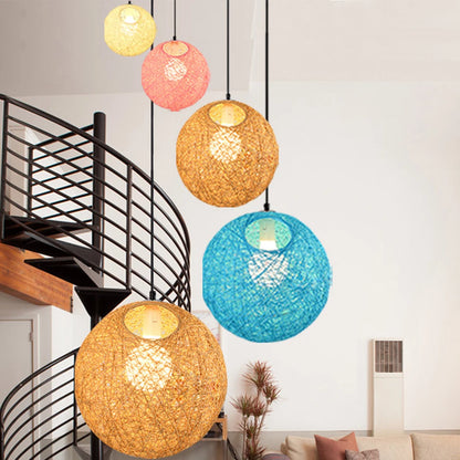Nordic Hand-woven Rattan Pendant Lights Ceiling Chandelier Modern Hanging Lamps Restaurant Living Room Kitchen Lighting Fixtures