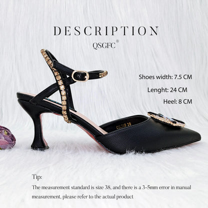QSGFC High Quality Women's Pumps And Bag Silver Color Full Of Rhinestones High-Grade Materials For Nigerian Wedding Party