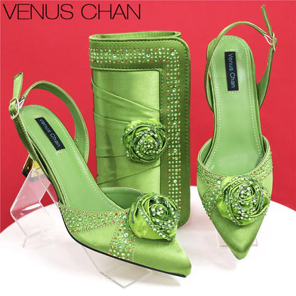 Doershow Beautiful High Quality African Style Ladies Shoes And Bags Set Latest Silver Italian Shoes And Bag Set For Party