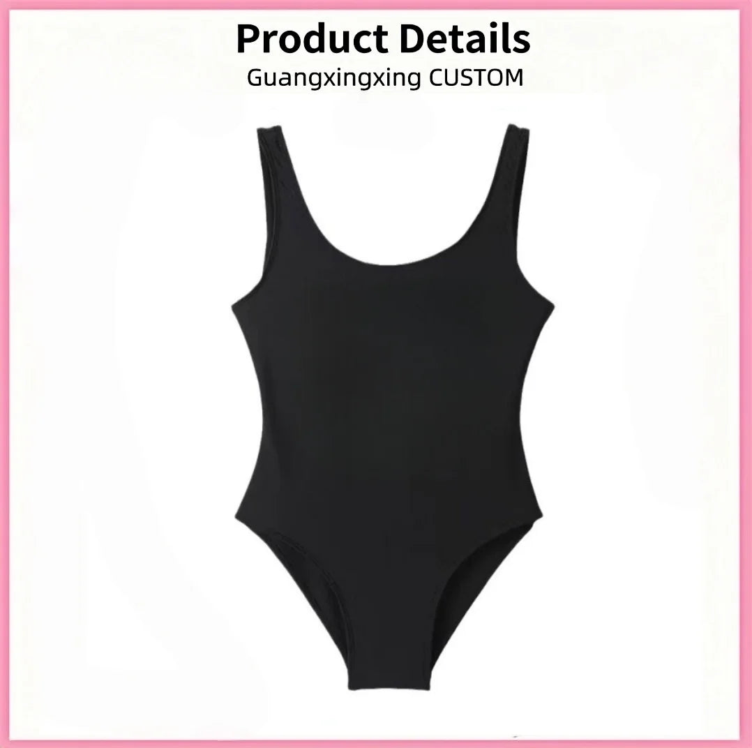Women's new bikini swimsuit printed photo custom logo one-piece swimsuit.