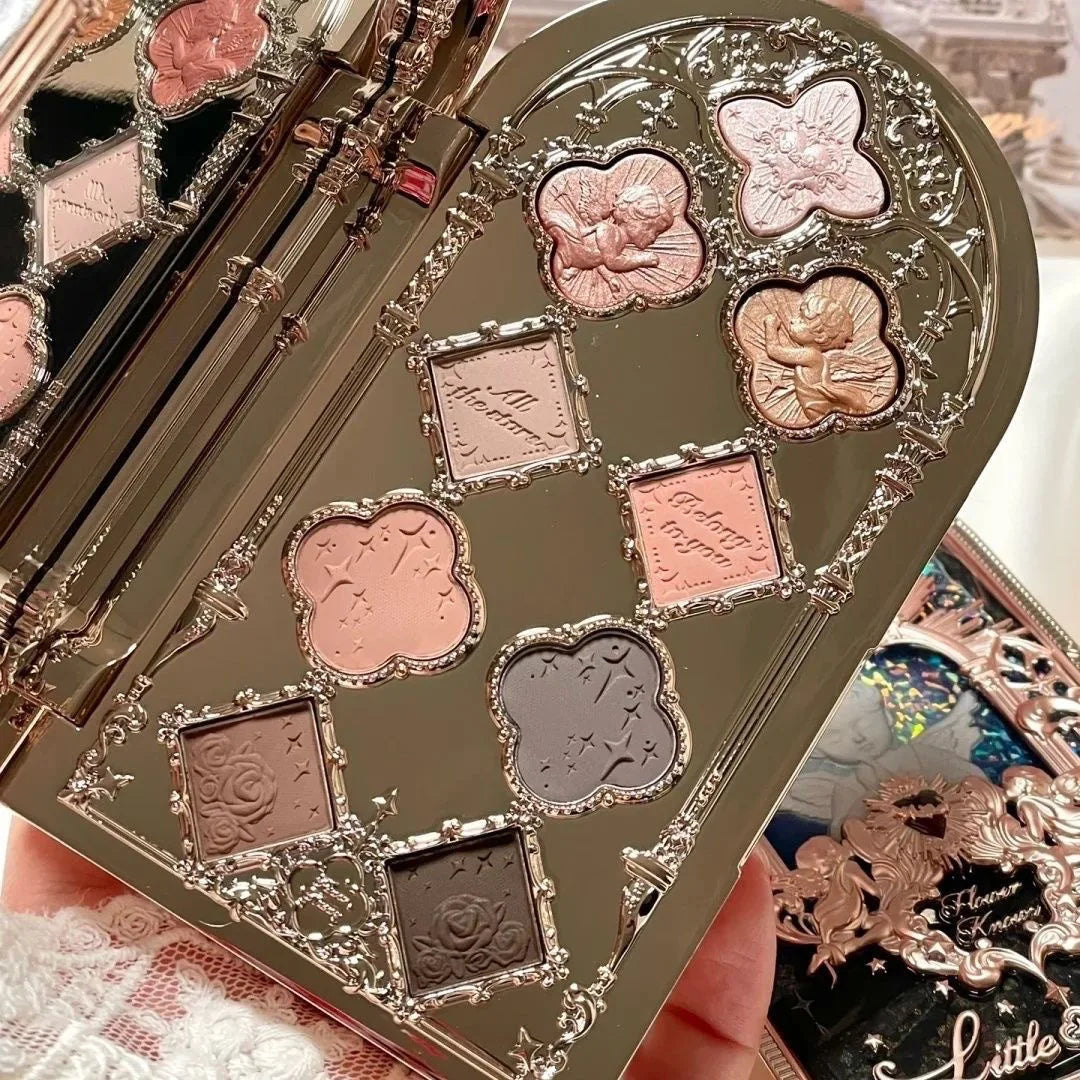 Flower Knows Little Angel Eyeshadow Palette Hand Mirror Brush Set Delicate Matte Glow Shimmer Flowerknows Edens Angel Eyeshadows