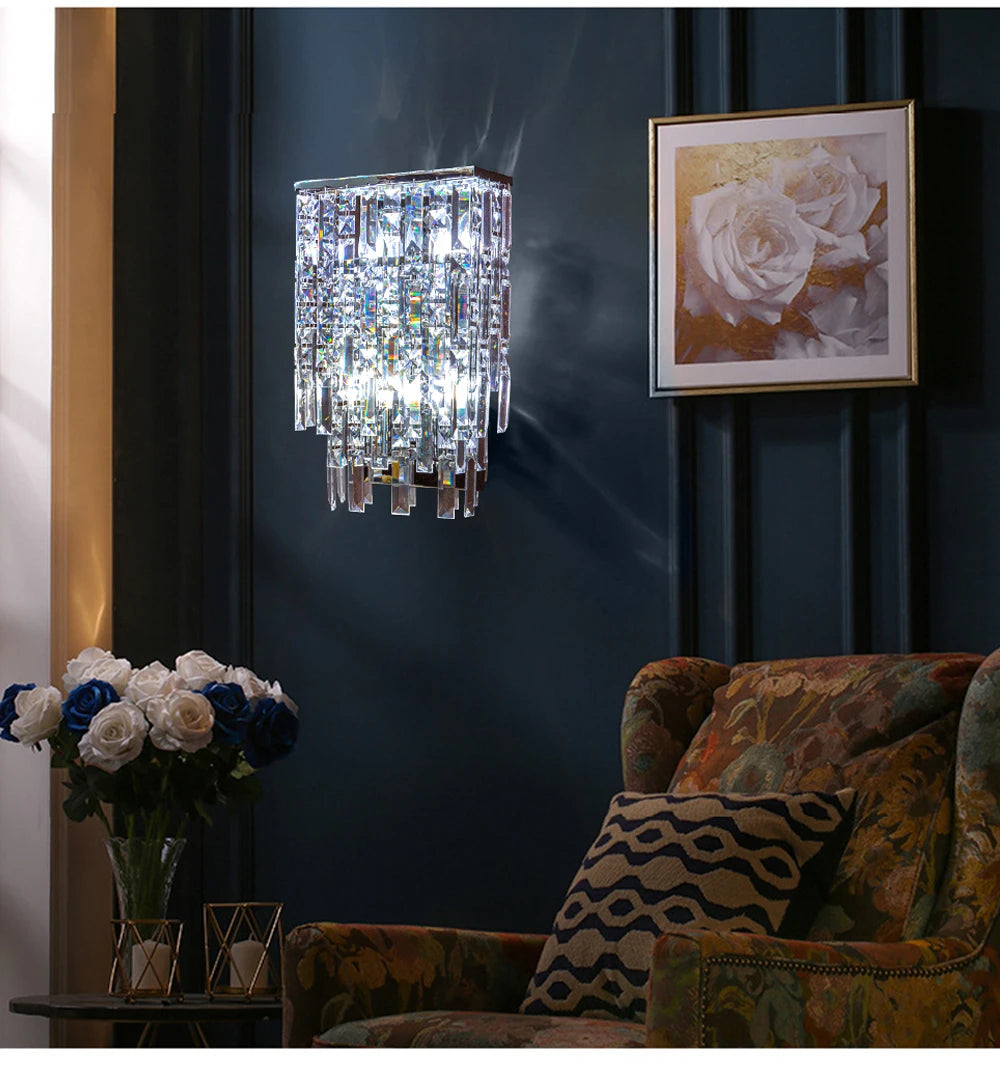 Luxury Crystal Long Pendant Lights Modern Lustres LED Chrome Hanging Lamps for Ceiling Silver Home Decor for Dining Room Remote