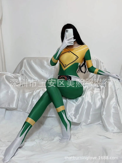 Female Zipper Crotch Cosplay Costume Halloween Jumpsuit Body Suits For Women Romper Jumpsuits Green Fashion Women Tops 4FTB
