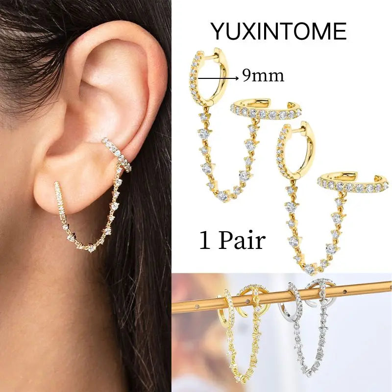 White Color Zircon Hoop Earrings 925 Sterling Silver Needle Cross/Star/Flower/Water Drop Pendant Gold Earrings Luxury Jewelry
