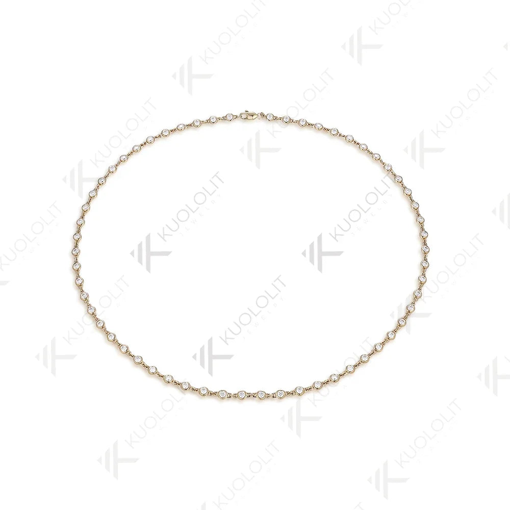 Kuololit 3.5CTW Moissanite Necklaces for Women Men Solid 14K 10K Gold 925 Silver Chain Tennis Necklace for Engagement Christmas