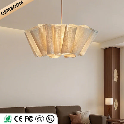 Wabi Sabi Chandelier Handmade Fabric LED Pendant Lights Vintage Living Room Study Clothes Shop Restaurant Designer Hanging Light