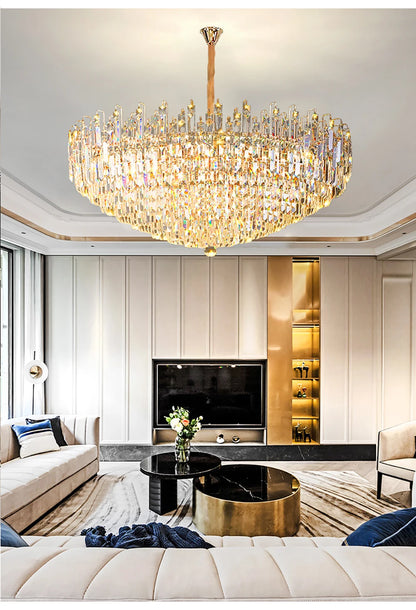 Modern Crystal Pendant Luxury Ceiling Chandelier LED Hanging Lamp for Living Dining Room Bedroom Home Decor Gold Luster Lighting