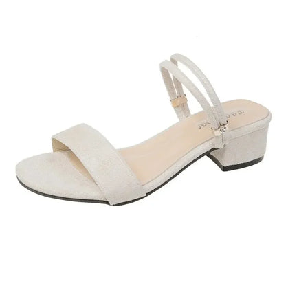 New Women Sandals Chunky Heels Slides Summer Sandal Elegant  Shoes Women Slipper Big Size 34-42 Fashion Summer Sandal Women