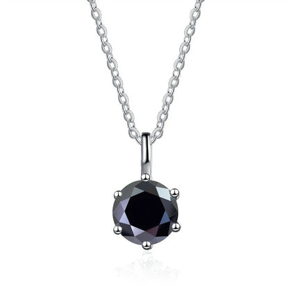JOIAS HOME Silver S925 1ct D COLRO Moissanite Round Gemstone Pendant Necklace Simple and Elegant O-Chain Fashion Versatile