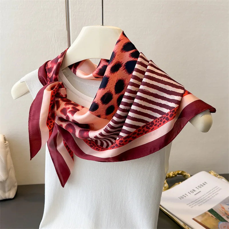 2025 New Paisley Print Silk Scarf for Women Square Hijab Soft Neck Tie Female Fashion Decoration Silk Headscarf 70*70cm Kerchief