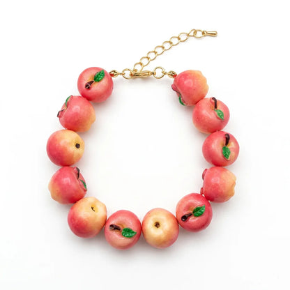 Dopamine 3D Fruit Beaded Necklace Bohemian Retro Pomegranate Strawberry Tomato Choker Exaggerated Bracelet Bikini Jewelry Gift