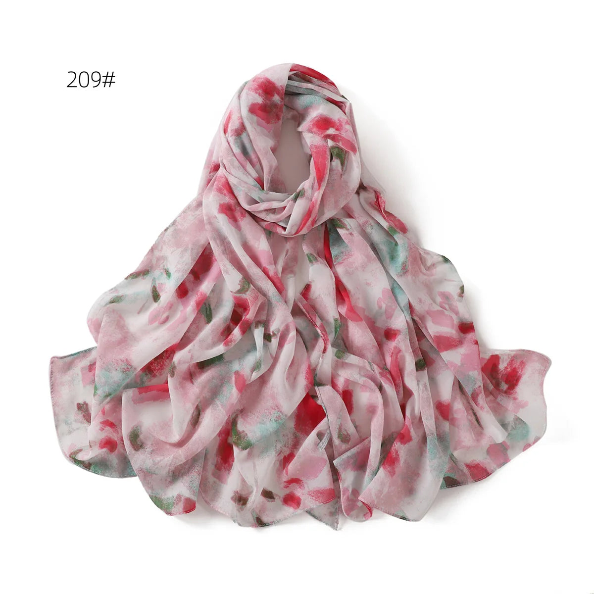 66 Colors Pearl Chiffon Printed Hijab Scarf New Fresh Small Floral Polka Dot Sunscreen Silk Scarf Shawl Turbans for Women Hijabs