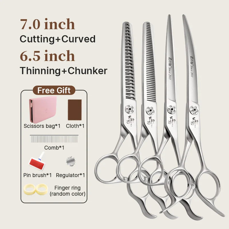 Fenice Slim Narrow Dog Grooming Scissors Set Straight/Curved/Thinner/Chunker Shears Scissors Specialized for KR and JP Groomers