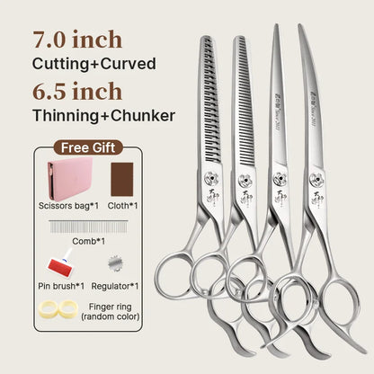 Fenice Slim Narrow Dog Grooming Scissors Set Straight/Curved/Thinner/Chunker Shears Scissors Specialized for KR and JP Groomers