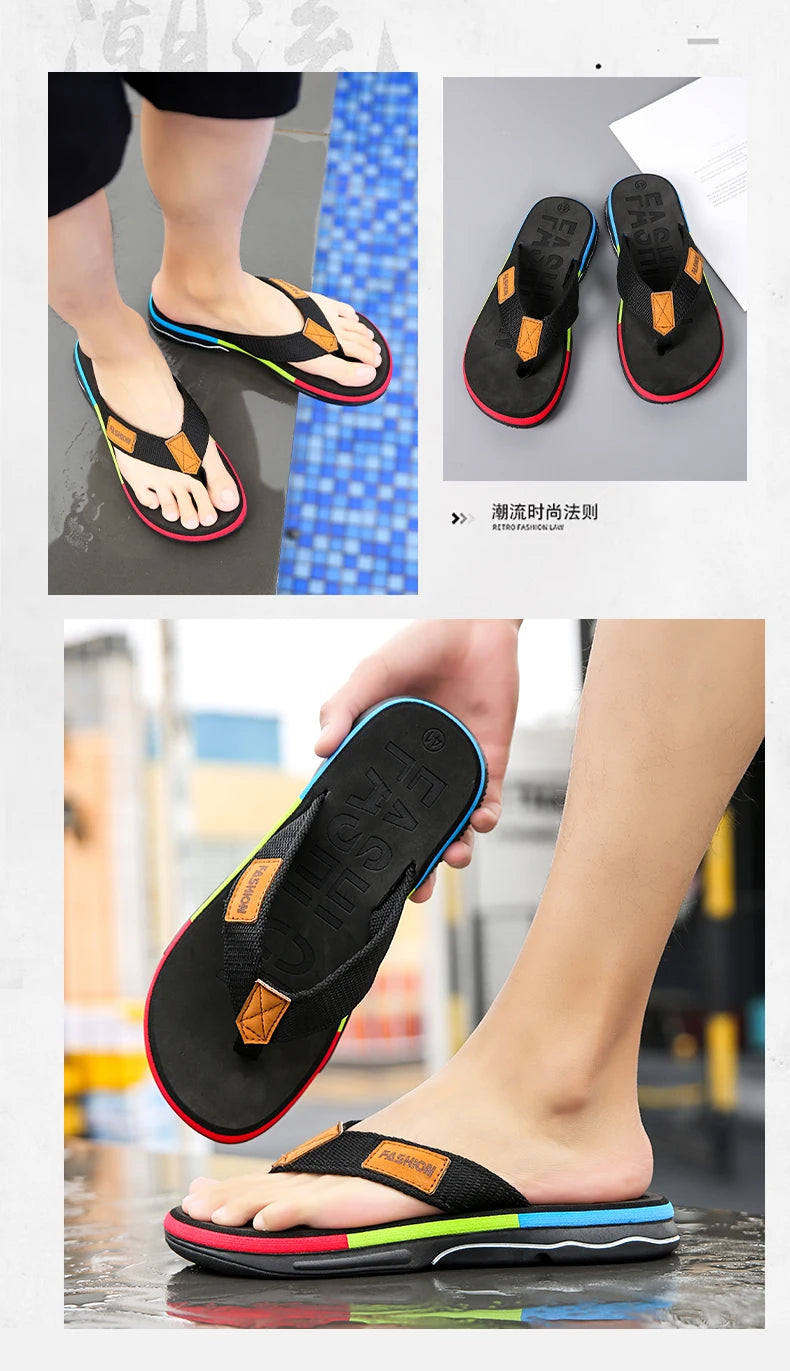High Quality Green Men Summer Flip-Flop Non-slip Beach Slippers for Men Outdoor Flip Flops Man Fashion Slides Chinelo Masculino