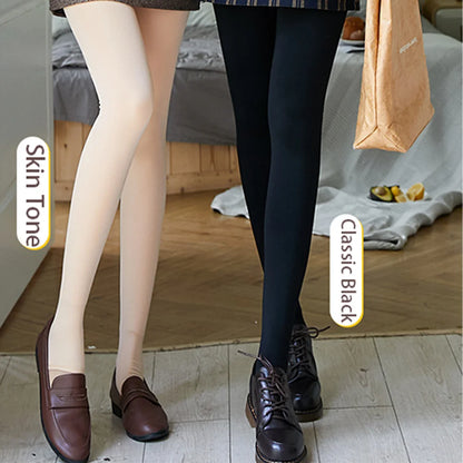 Women Winter Thermal Tights Ladies Fleece Lined Elastic Leggings Female Black Nude Tone Warm Bottoms Daily Cozy Stretch Hosiery
