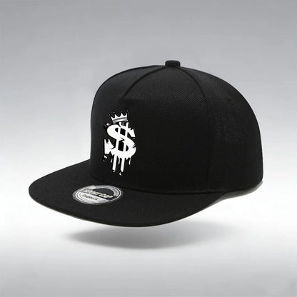 1/2PC Men's Hip Hop Snapback Cap, Graffiti Dollar Crown Print Flat Bill Baseball Hat, Adjustable