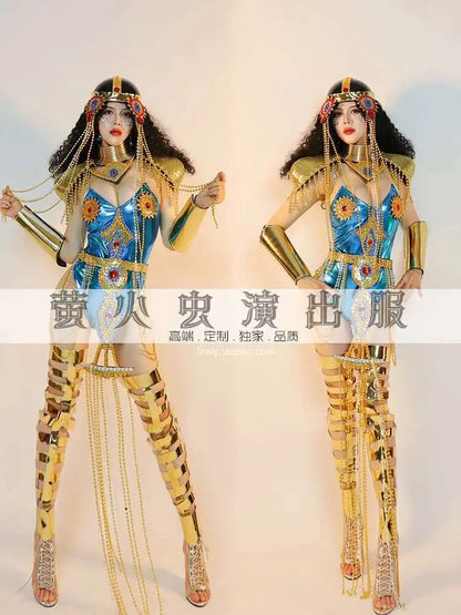Firefly Bar Gogo Performance Costume for Women New Gold Egyptian Pharaoh Queen Exotic Style Elegant Stage Outfit