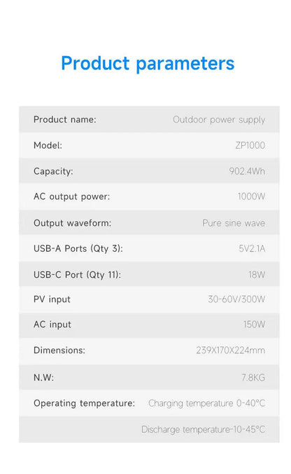 4020WH 1200W Portable Power Station 902WH 1000W Lifepo4 Battery Pure Sinve Wave Solar Generator for Emergency Power Supply