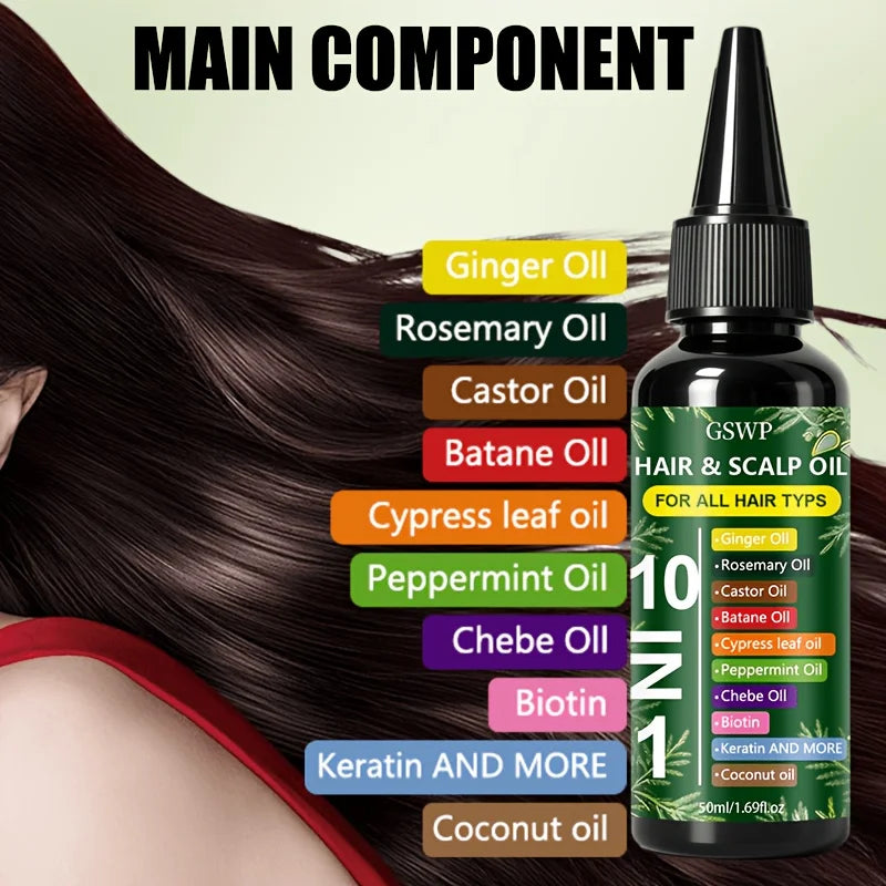 GSWP 10-in-1 Moisturizing Hair Oil: Hydrates and Nourishes to Care for Your Tresses. It Leaves Hair Looking Smooth. 50/100ml