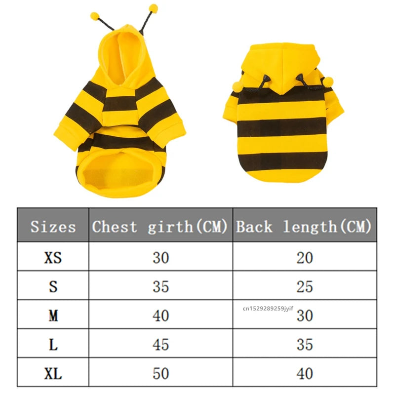 Bee Pet Puppy Coat Apparel Outfit Dog Hoodies Winter Warm Cat Cosplay Costume Holiday Outfit for Small Medium Dogs & Cats