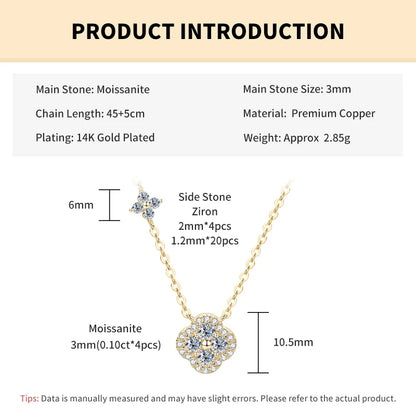 Rrjzz GRA Certified D-Color VVS1 Moissanite Pendant Necklace Lab Created Imitation Diamond for Women Charm Necklace Jewelry Gift