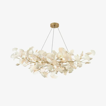 Modern Ceramics White Long Ginkgo Leaf LED Pendant Light Decoration Villa Living Room Ceiling Chandelier Indoor Hanging Lights