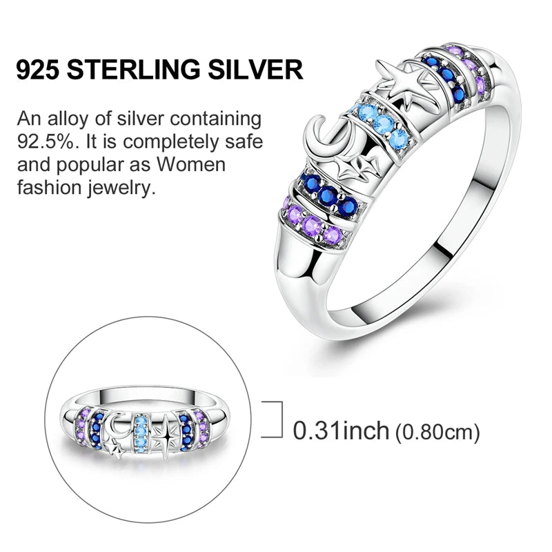 Original 925 Sterling Silver Ring Sun Star Moon Love Bowknot Sunflower Ring For Women Wedding Anniversary Ring Jewelry Gift