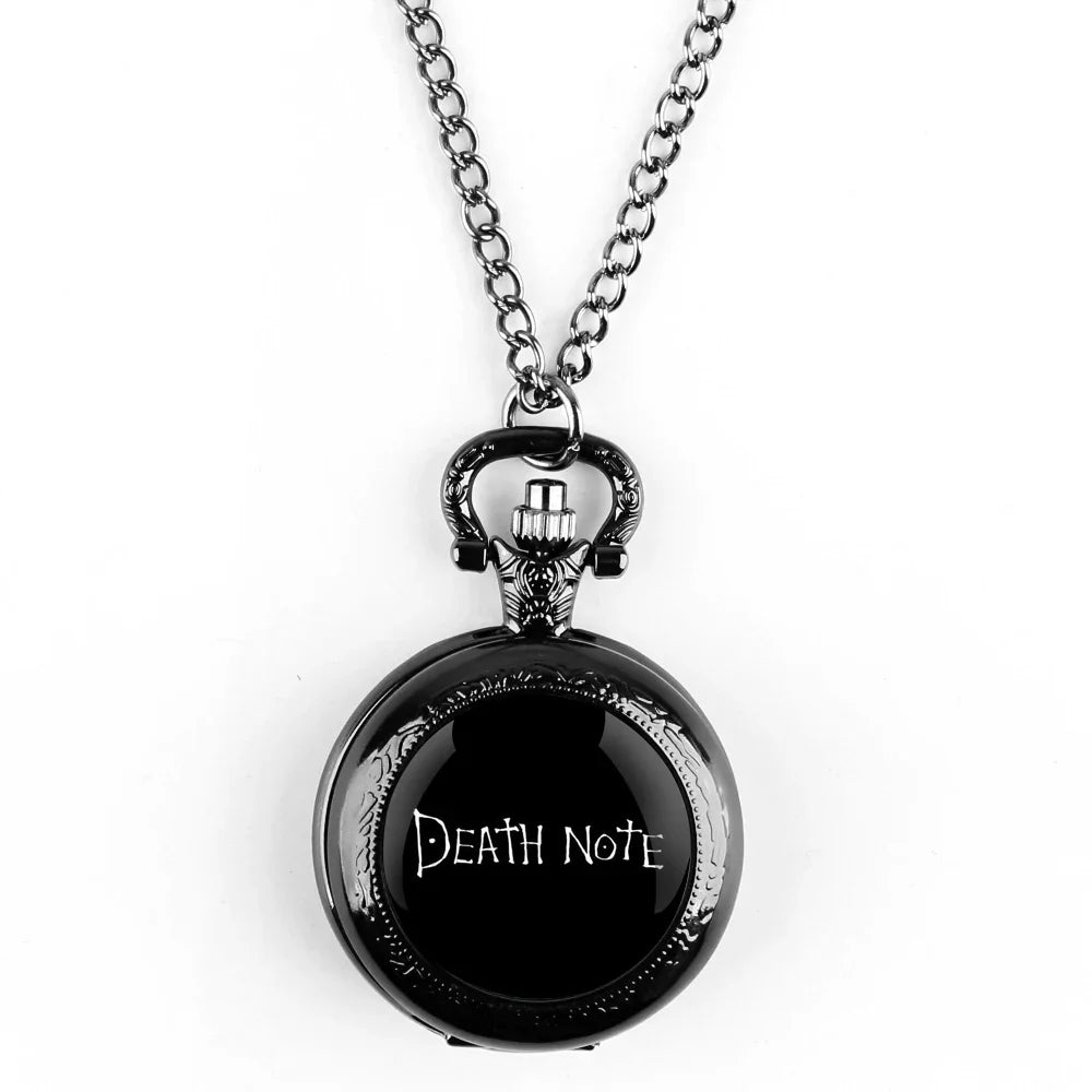 Classy Death Note Design Black Quartz Pocket Watch Fashion Necklace Timing Pendant with Chain Gift for Man Woman Souvenir