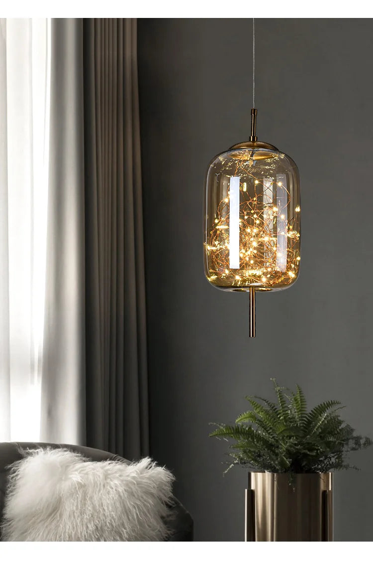 Modern Led Pendant Lamp Glass Ceiling Hanging Lights Fixture Luminaire Chandeliers Lustres Suspension Luminaire Bedroom Decor