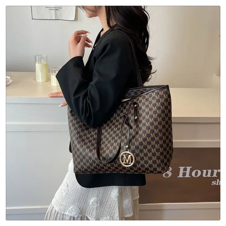 Large Capacity Commuting Tote Bags Fashionable Printed Pu Leather Handbag for Women College Students Class Handbags Shoulder Bag