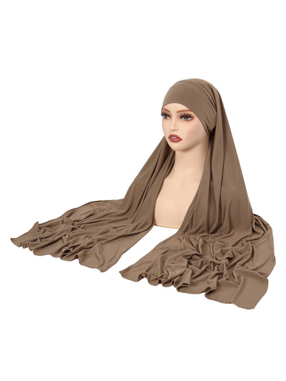 Crystal Hemp Women's Hijab Solid Color Muslim Ladies Turban Soft Elastic Headscarf Middle Eastern Head Wrap Head Scarf