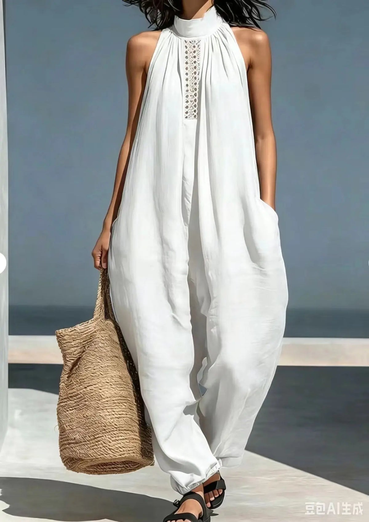 Women's 2026 Summer New Sleeveless Jumpsuit Casual Loose Wide Leg Pants Vacation Style Pockets Casual Jumpsuits Women Clothing