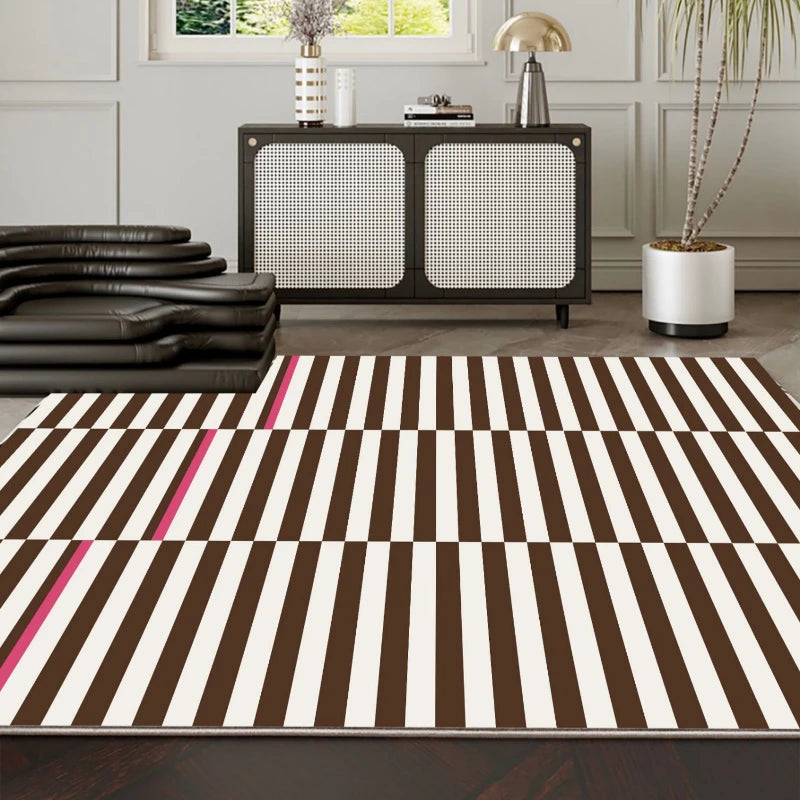 Light Luxury Black and White Striped Rug Modern Large Area Living Room Sofa Rugs Simple Bedroom Decor Carpet Home Room Carpets