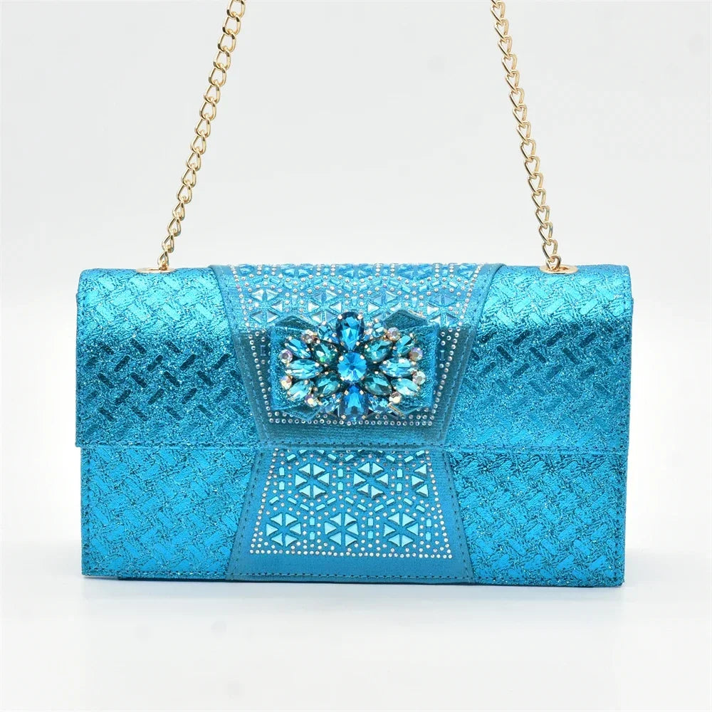 New Design Women Shoes and Bags To Match Set Nigeria Party Italian Shoe and Bag Set for Party in Women Rhinestone Women Pumps