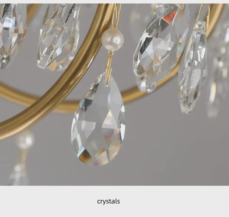 American Luxury Candle E14 Chandelier Living Room Lustre Crystal Hanging Lamp Copper Suspend Lamp Led Luminarias Decor Lamparas