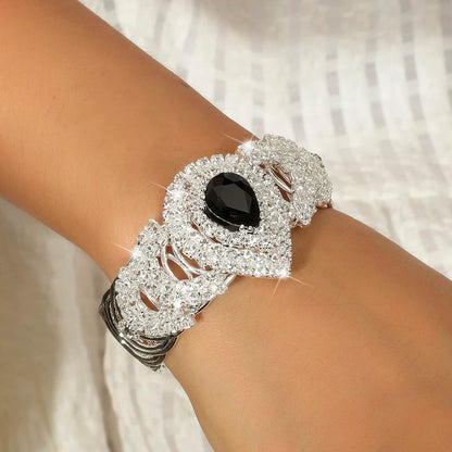 1pcs gorgeous metal full diamond spring open bracelet Eid al-Adha party gift wedding daily fashion decoration jewelry