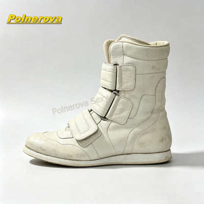 Vintage Hook and Loop Mid Calf Boots Round Toe Chunky Heels Patchwork Casual Booties Street Style Fashion Outfit Autumn 2026
