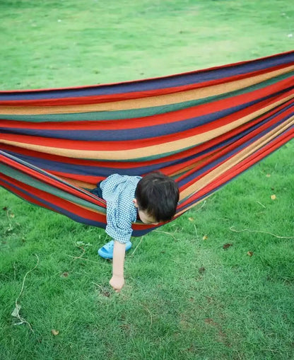 2 Person Double Hammock with Tree Straps - Heavy Duty Cotton Canvas for Patio, Backyard, Garden, Indoor & Outdoor Use (Red,Blue)