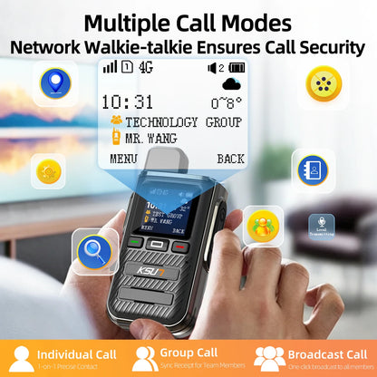 KSUN CT22 4800mAh Public Network Intercom 4G Full Netcom Metal Body Reflective Screen Type-C Fast Charge, Dual SIM Weather+GPS