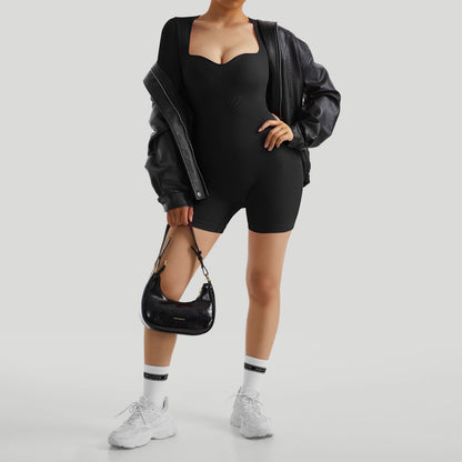 Women Jumpsuits Workout Seamless Yoga Ribbed Bodycon One Piece Sportwears Long Sleeve Short Leggings Romper Jumpsuit Femme