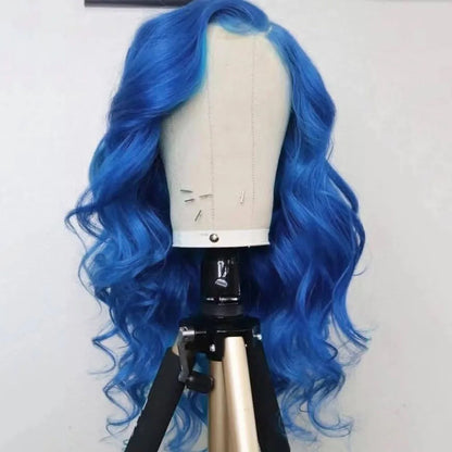 WIF Teal Green Wave Synthetic Lace Front Wig Dark Green Body Wavy Heat Fiber Lace Wigs for Women Pink Makeup Cosplay Blonde Hair