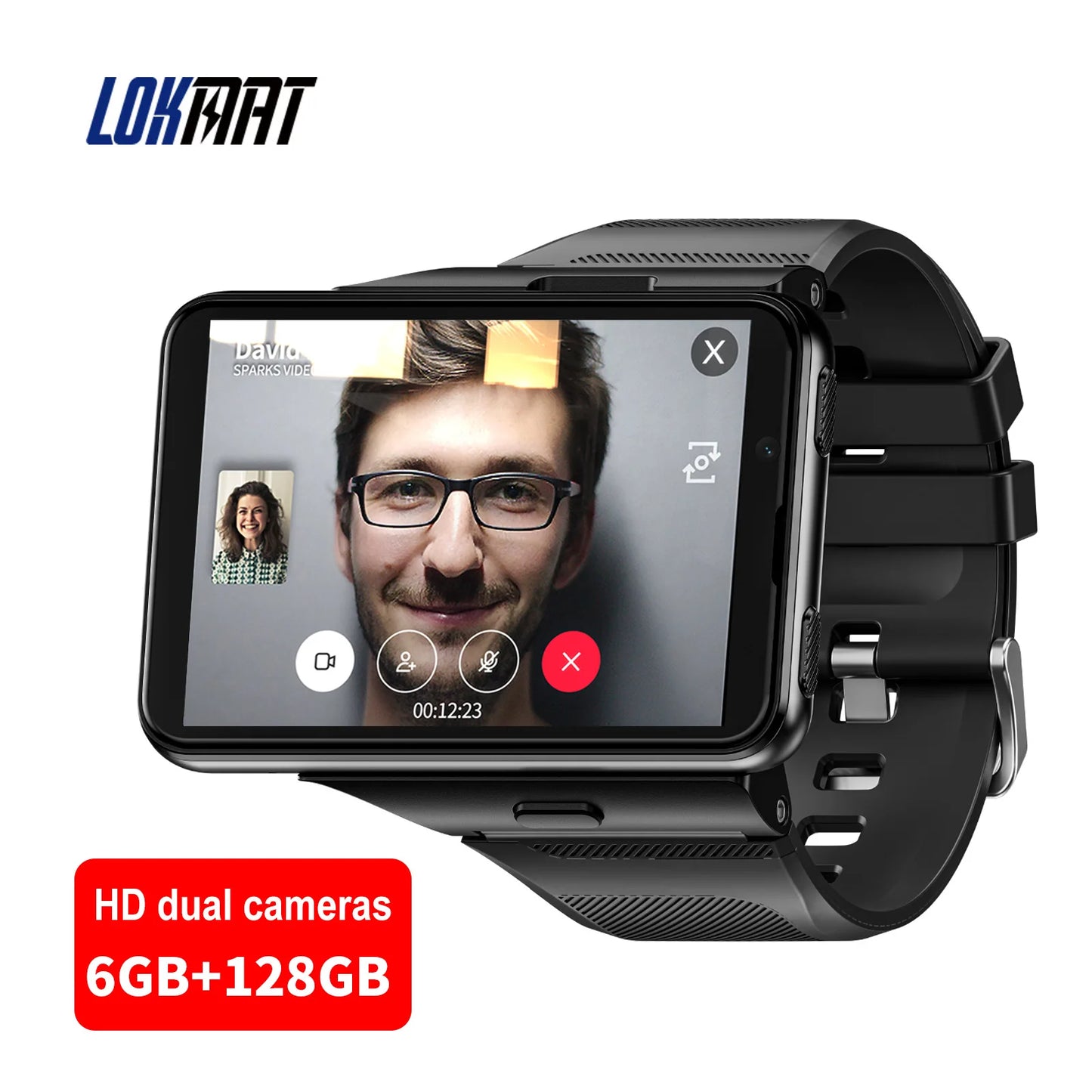 LOKMAT APPLLP MAX-NEW 4G LTE Smartwatch 2.8" Touch Screen WiFi Dual Camera Video Call Heart Rate Monitor Smart Watch for Android