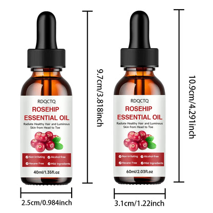 Rose Hip Oil for Hair & Skin - Pure Natural Moisturizing Essential Oil, Alcohol-Free, Nourishing Care for Healthy Look